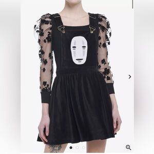 Her Universe Spirited Away No Face Black Velvet Overalls Skirt